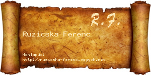 Ruzicska Ferenc névjegykártya